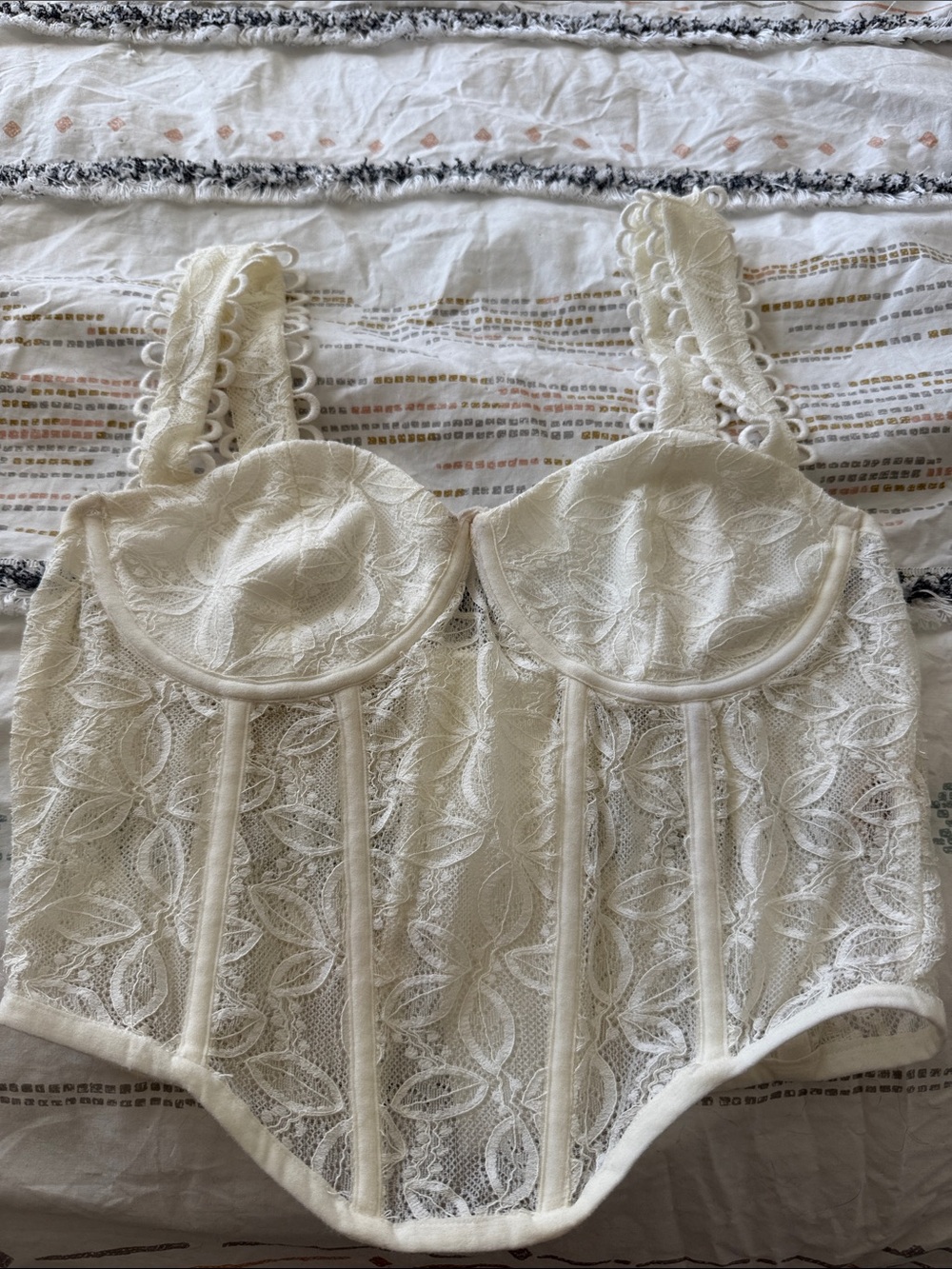 ILLA ILLA Cream Lace Bustier Top